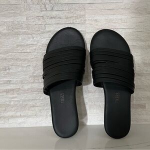 TKEES Black Strappy Slide Sandals